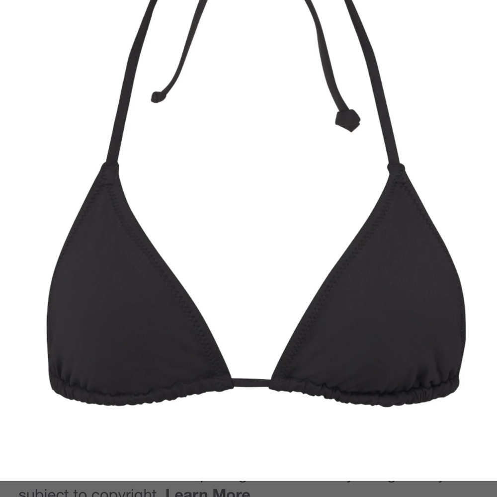SKIMS Black Triangle Bikini Top with Halter Style and Moderate Coverage